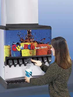 ICE/BEVERAGE SERIES Narrow 14" 35.6 cm deep Ice/Beverage Series ice machine provides the operator with easy access to the beverage dispenser for cleaning, sanitizing, and maintenance.