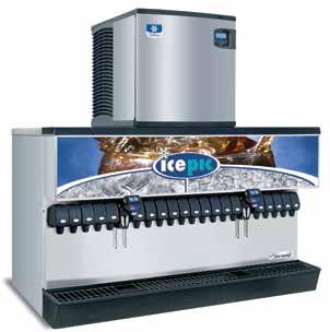 Standard Features Ice Storage Capacity Number of Valves Ice Machine Compatibility Flomatic 464 beverage valves, key switch, drain kits, 12.
