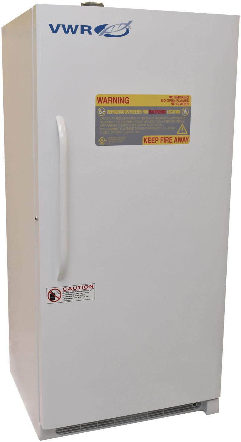 VWR Standard Series Hazardous Location (Explosion Proof) Refrigerators & Freezers 1-10 C [Refrigerator] -15 - -25 C [Freezer] Adjustable Operating Temp Range Units are designed with no