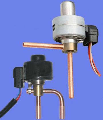 This valve is reversible and can control the flow under either cooling or heating condition. Electronic Expansion Valve (EXV) is mainly composed of valve body and 12 VDC, rectangular wave coil.