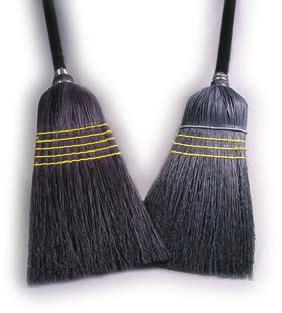 HEAVY-DUTY INDUSTRIAL: Quality broom for use in factories or warehouses. Each broom has one wire band for reinforcement. Clear natural finish wood handles.