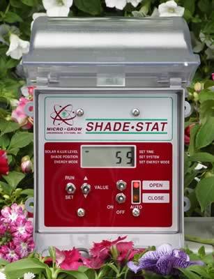 Automates side roll ups Data Sheet Application Chart Shadestat The Shadestat will operate any motorized greenhouse shade system.