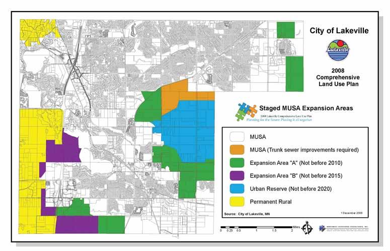 A Growth Staging Plan To accommodate the community s forecasted growth through the year 2030, the City is expected to expand its Metropolitan Urban Service Area (MUSA) in several stages, as