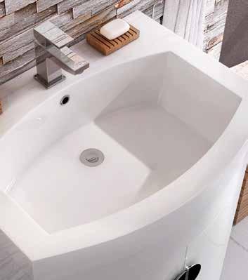 Ceramic basin > 1 tap hole option only Gloss White Space D Shape