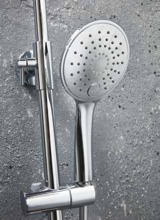 5 Bar > 250mm ultra thin solid metal fixed shower head > Rubber easy clean soft rubber nozzles on main shower head and
