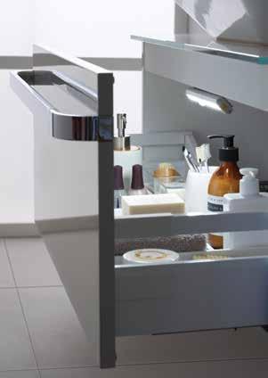 Basin units with drawers put essentials in easy access.