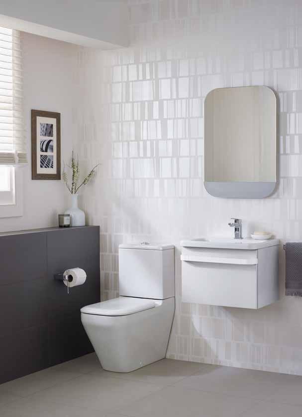 The minimal, wrap-style toilet seat has an easy take-off feature, for quicker cleaning and maintenance, and