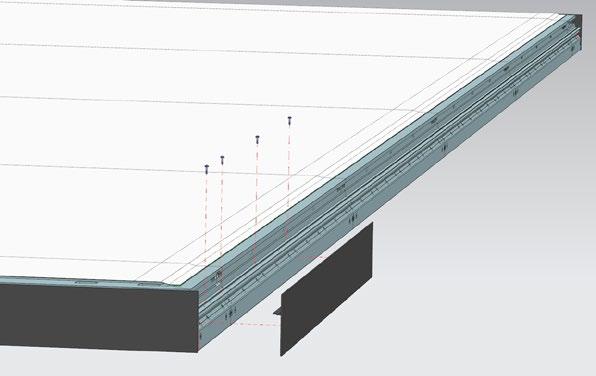 Start by placing the pieces labeled (1) on the short sides of the luminous ceiling panel, see Figure 19.