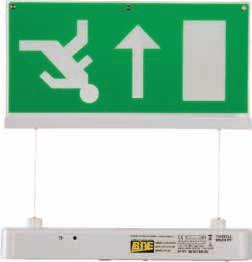 EXIT SIGNS 25 BE3D EMERGENCY LED HANGING EXIT SIGN LED Hanging Exit Sign Charge Healthy LED Indicator Adjustable Drop Length Supplied With Down Arrow Legend Alternative Arrow Directions Available