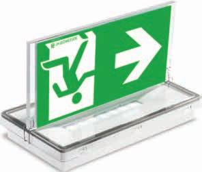 EXIT SIGNS 31 ONTEC S - Drop Legend EMERGENCY SURFACE MOUNT BLADE EXIT SIGN High Light Output Low Current Draw Modern Design Surface Mounted Charge Healthy LED Indicator Can be used as part of