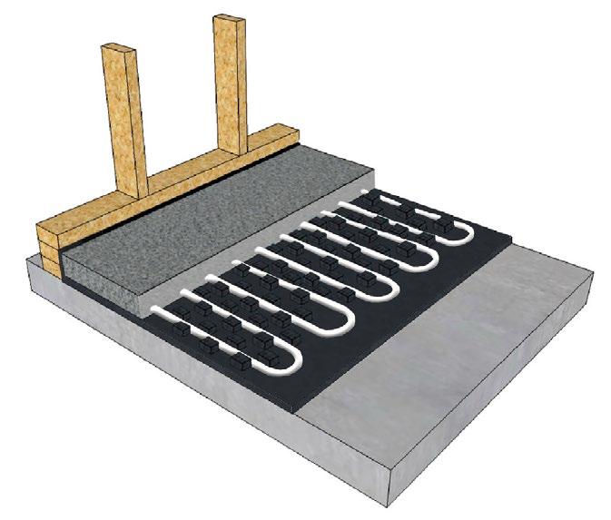 In slab floor heating is the standard method for hydronic underfloor heating.