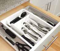 to organize flatware and long tools Non-slip feet hold tray in place when the drawer is opened