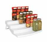 Durable ABS plastic wipes clean with a damp cloth Stackable, no assembly required SPICESTEPS SpiceSteps is the easiest, most affordable way to organize 24 grocery spices in the kitchen cabinet.