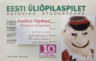 Meie ülikool Igal Eesti tudengil on võimalik üliõpilaspilet otse postiga koju tellida Eestis kehtivad üliõpilaspiletid: ISIC üliõpilaspilet Eesti üliõpilaspilet rahvusvaheline üliõpilaspilet üle 700