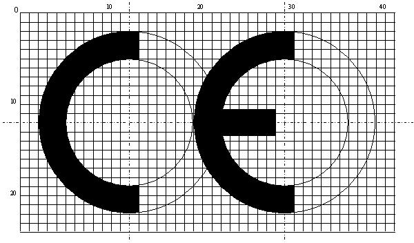 CE Marking The CE mark of conformity is composed of the letters «CE» with the following type face: In case of reduction or enlargement of the CE mark, the proportions must be kept within the pictured
