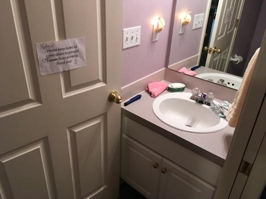 1. Room 1/2 Bathroom Ceiling and walls are in good condition overall. Accessible outlets operate. Light fixture operates. Toilet was in operable condition overall. 2.