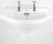 MONOBLOC BASIN MIXER LEFT 2902 BASIN - TWO HOLE 2904 PEDESTAL 3476 PAIR BASIN PILLAR TAPS WITH 6918 WALL MOUNTED SHAVING MIRROR 6928 SOAP TRAY 6943 457MM DOUBLE TOWEL RAIL 2905 PAN 2906