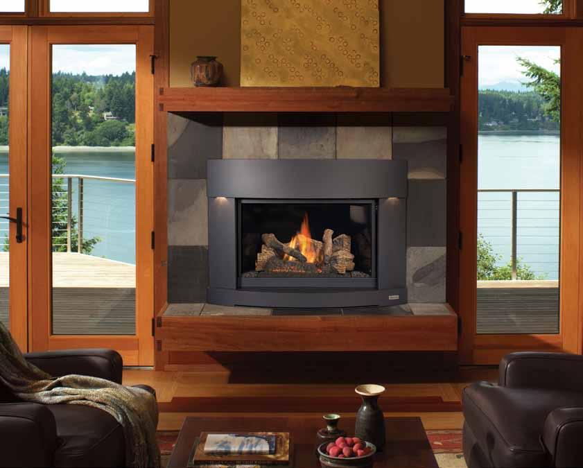 Cypress Face DVL fireplace insert shown with Ember-Fyre burner and optional Black enamel fireback Transform your masonry or zero clearance fireplace with the clean, contemporary curved design of the