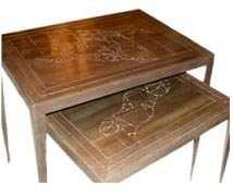 Iron table with design.