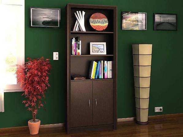Bookcase with gothic doors and moldings in MDF