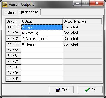 SATEL VERSA 45 7.5 Quick control of outputs If the quick control of the outputs 15.