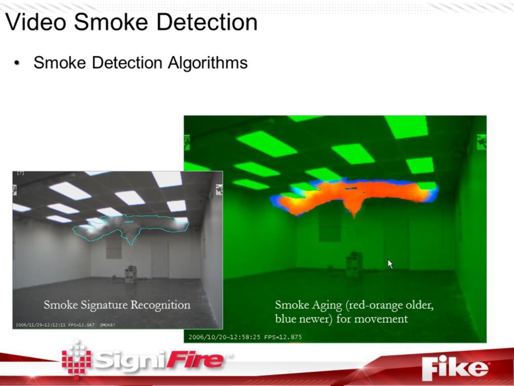 We ve discussed flame and reflected firelight. For smoke detection, in normal conditions there is a sharp image, when smoke is present, the pixels become opaque or fuzzy.