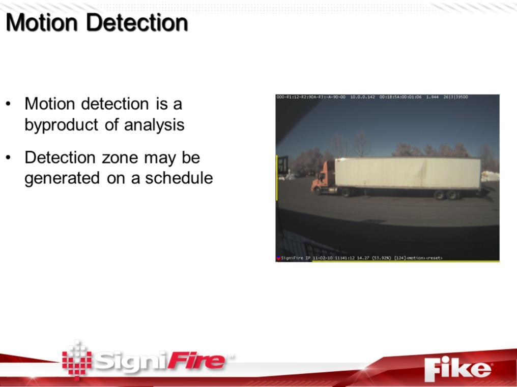 For motion detection, the yellow lines represent the