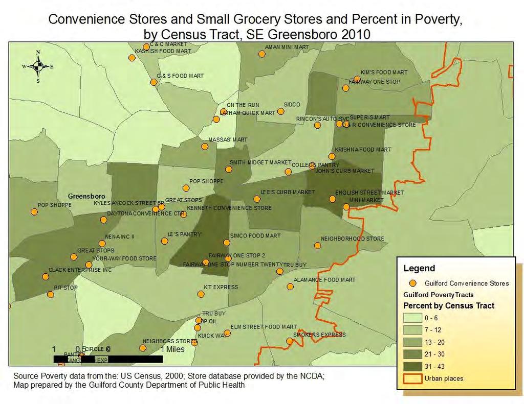 Food desert areas of the