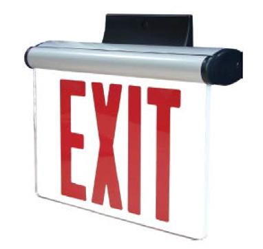 Edge-lit Exit Signs Ultra-bright, energy efficient, long-life Red or Green LED Unique pivoting housing suitable for Ceiling, Wall or End Mount applications Optional recessed ceiling mount kit (RC)
