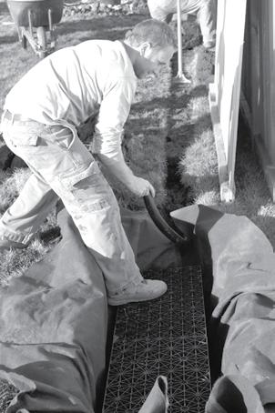 One easy method of managing the overflow is to create an infiltration area using the quablox Water Matrix wrapped in geotextile material.