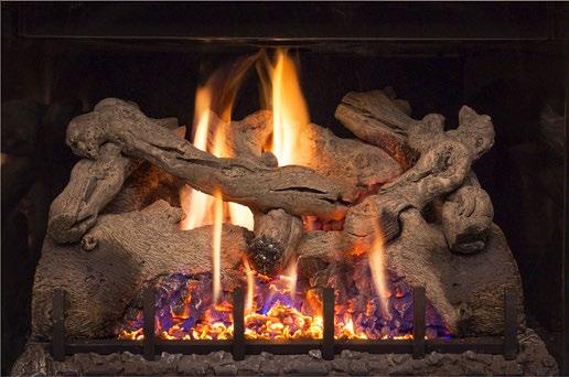 Charred Rustic Oak logs with dancing flames and