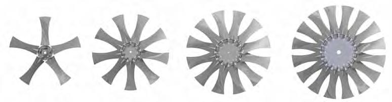 HasconWing R ØA Reversible profile axial impellers up to Ø975 mm HasconWing ØB R impellers are manufactured with reversibile profile blades in light aluminium alloy (ALU) and light aluminium alloy
