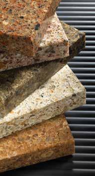 Engineered Stone Mainly quartz-based product with resins creates a dense surface material Combines look and feel of natural quartz with superior performance No sealing required Greater heat, scratch