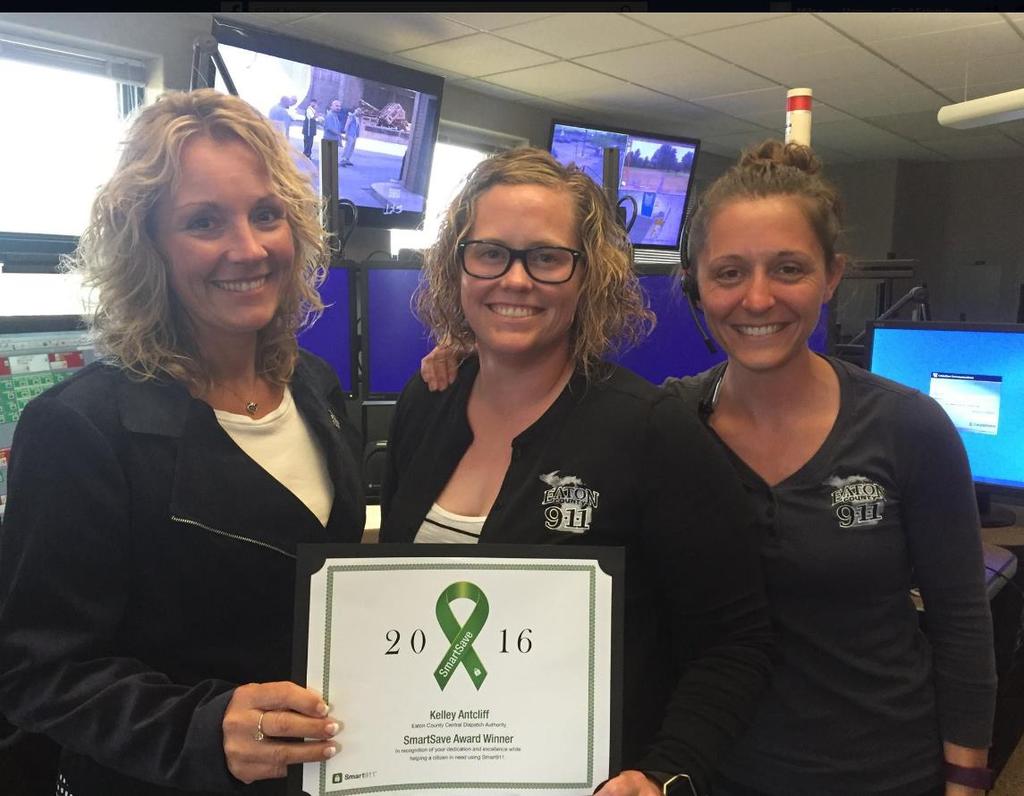 Supervisor Kelley Antcliff and Dispatcher Jessica Canales were recognized for their outstanding efforts to aid a citizen in need by using Smart911.