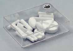 Useful for tubes,matrix flasks and round bottom vessels. Part No. 1000790 25 Ø x 15 mm high. 1000791 40 Ø x 17 mm high. OVAL STIR-BARS Encased in PTFE for temperatures up to 275 C.