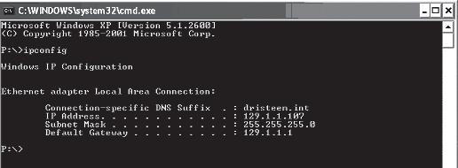INSTALLATION Step 1 Field wiring: Communication connections After a system prompt appears, type in ipconfig and then hit Enter. The current IP address of the computer should appear.
