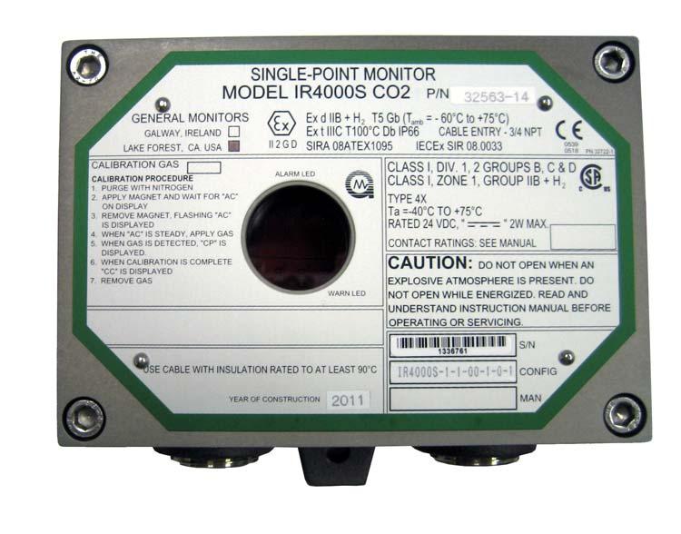 2.0 Product Description Figure 3: IR4000S CO 2 Single-Point Monitor 2.