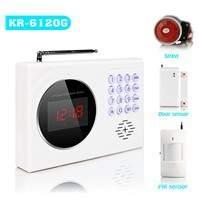 GSM Alarm System KR- 6120G (GSM) 1. Materal: ABS shell Digital clock display 120 wireless zones GSM alarm 2. Network: GSM 1. Voice prompt, the voice volume is adjustable 3.