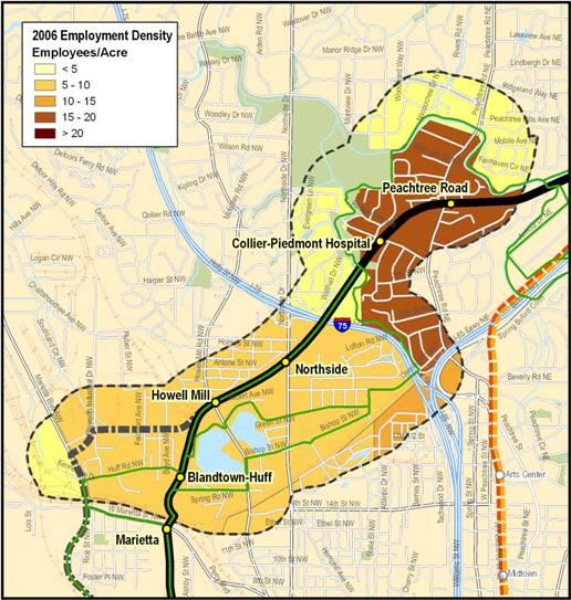 Socio-economic Conditions Employment Density Northside Study Group Area has the second