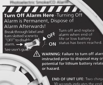 TO DEACTIVATE THE ALARM: Remove the alarm from the mounting plate by rotating it in the direction indicated by the arrows on the cover of the alarm.