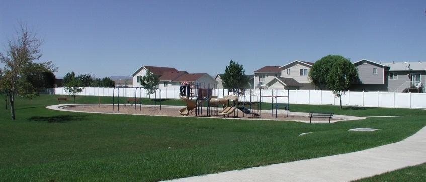 8 acres Playground (tot lot) Pathway around park 1 Picnic table and shelter (8 people) 5 Benches Future
