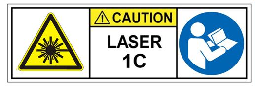 class of laser (see warning statements in following labels). Class 1M No hazard warning label.