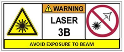 3R Label with hazard warning symbol. Explanatory label bearing the words:- For λ 400 nm 1400 nm ONLY.