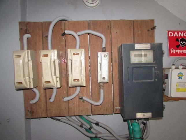 Finding No: E-9 Category: WIRINGS Re wire-able cut-out sockets mounted on combustible materials(typical). Replace re-wire-able cut-out with MCBs or MCCBs.