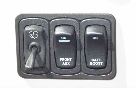 SECTION 3 DRIVING YOUR MOTORHOME Front AUX Switch (Located on dash) -Typical View FRONT DROP-DOWN SHADE (12-VOLT) Your coach is equipped with a 12V Front Windshield Visor/Shade that provides privacy