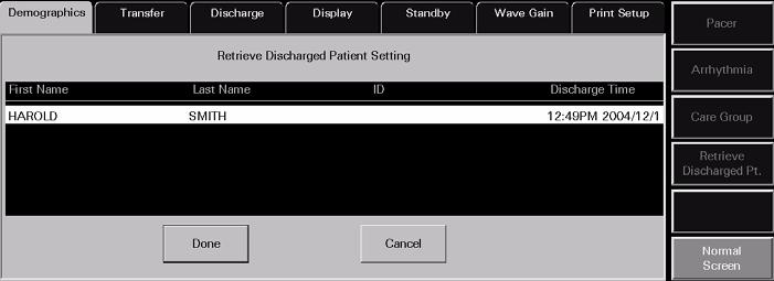 Demographics Tab Patient Setup Functions Does not restore patient s alarm limit settings when using a Telepack-608 device If the destination device and the source device are different, the source