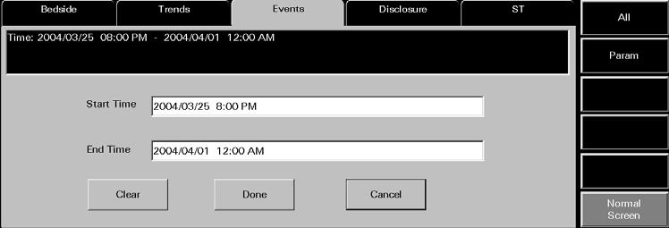 Views Events Tab Done Button Select the Done button to close the All Event Filter view and display the Events tab with the configured filter settings. Cancel Button 7.3.