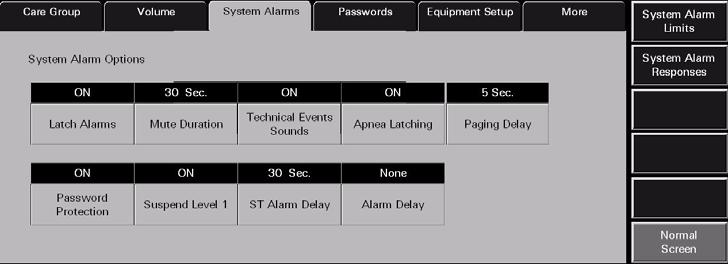 System Alarms Tab System Setup Functions 9.