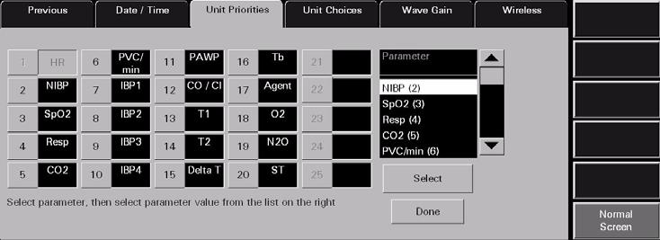 System Setup Functions Unit Priorities Tab 9.