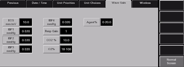 Wave Gain Tab (System) System Setup Functions 9.15 Wave Gain Tab (System) The Wave Gain tab (shown in FIGURE 9-34) is used to change the initial wave gain settings.